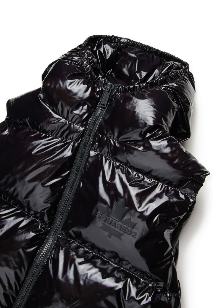 Gilet bambino Dsquared2 nero in nylon lucido