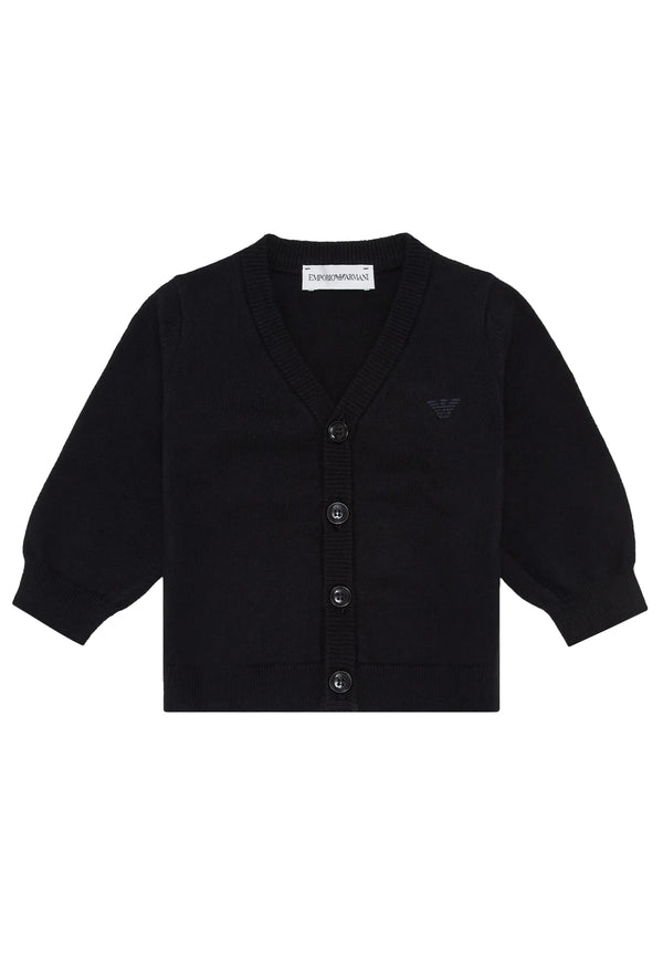 Maglia cardigan bambino Emporio Armani blu navy in misto lana