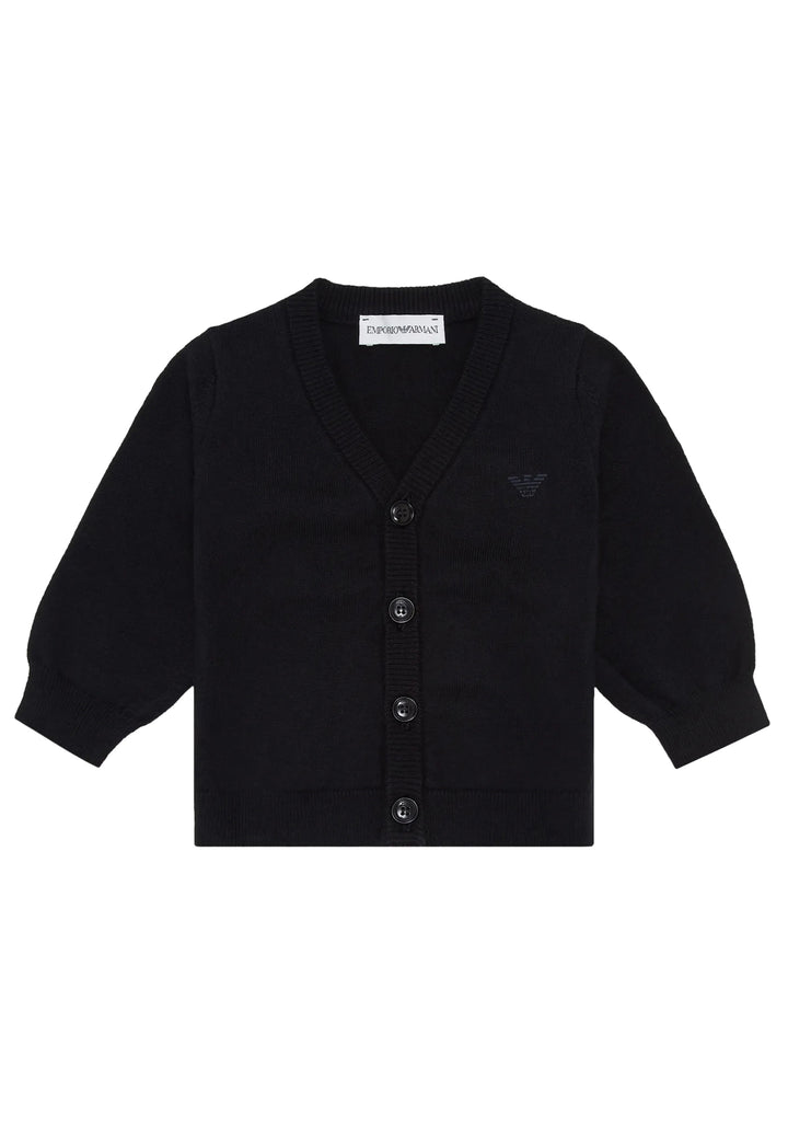 Maglia cardigan bambino Emporio Armani blu navy in misto lana