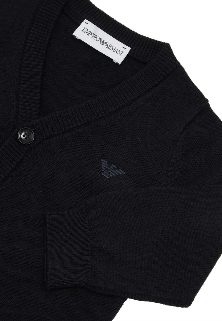 Maglia cardigan bambino Emporio Armani blu navy in misto lana