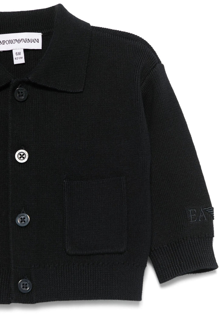 Maglia cardigan neonato Emporio Armani blu navy in cotone