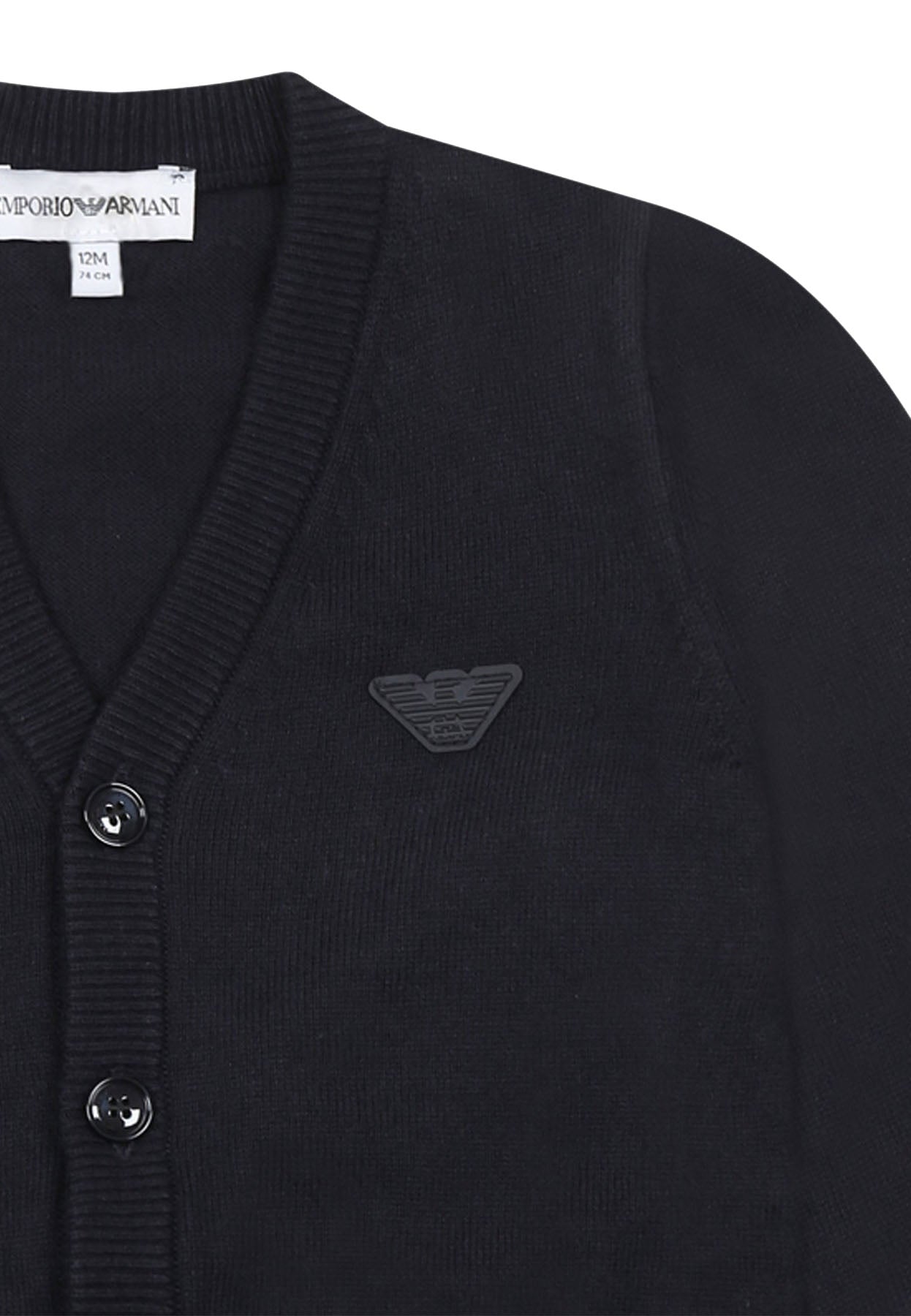 Emporio Armani maglia cardigan blu navy neonato in cotone