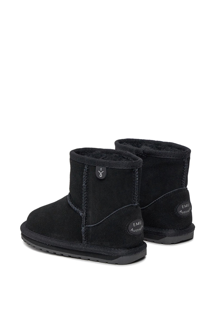 Stivaletto bambina EMU Australia wallaby mini nero in pelle scamosciata