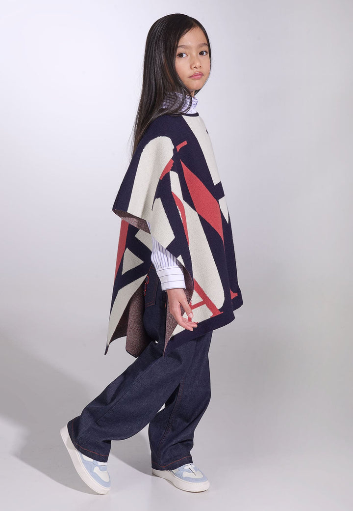 Poncho bambina Fay multicolor in lana e cashmere