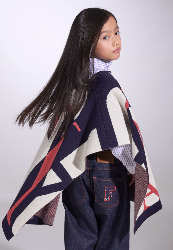 Poncho bambina Fay multicolor in lana e cashmere