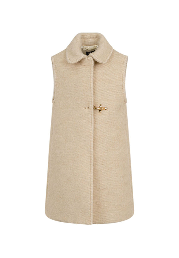 Gilet lungo bambina Fay beige chiaro in misto lana