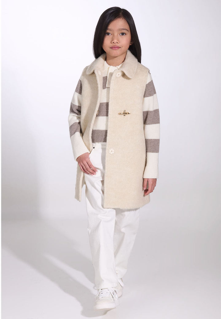 Gilet lungo bambina Fay beige chiaro in misto lana