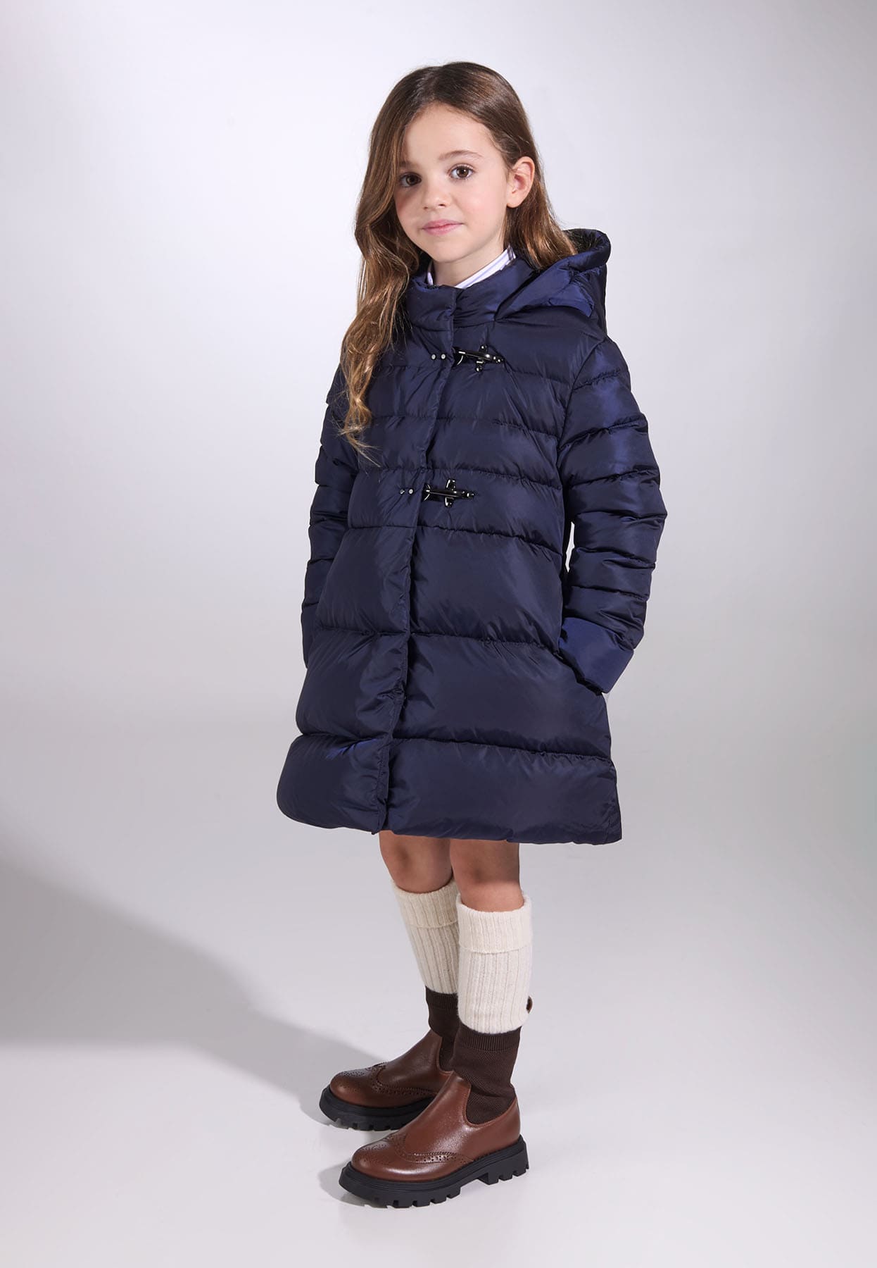 Piumino lungo bambina Fay blu in nylon