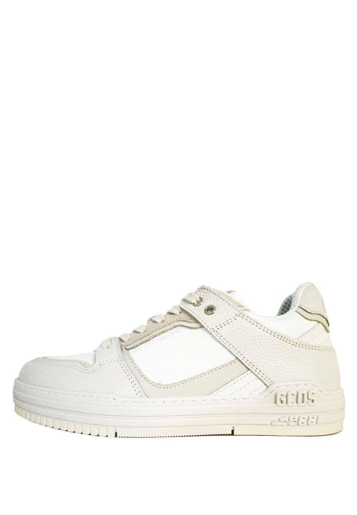 Sneakers GCDS unisex bianche e beige in misto pelle