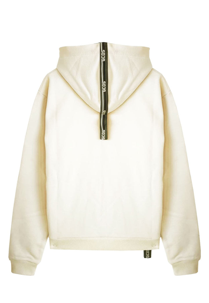 Felpa zip e cappuccio unisex beige GCDS in cotone