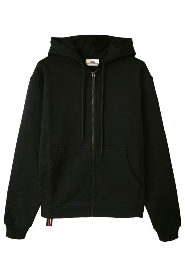 Felpa zip e cappuccio unisex nera GCDS in cotone