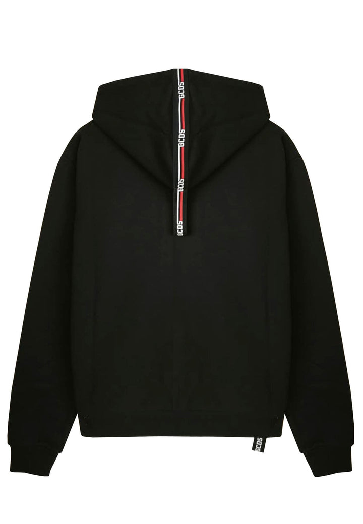 Felpa zip e cappuccio unisex nera GCDS in cotone