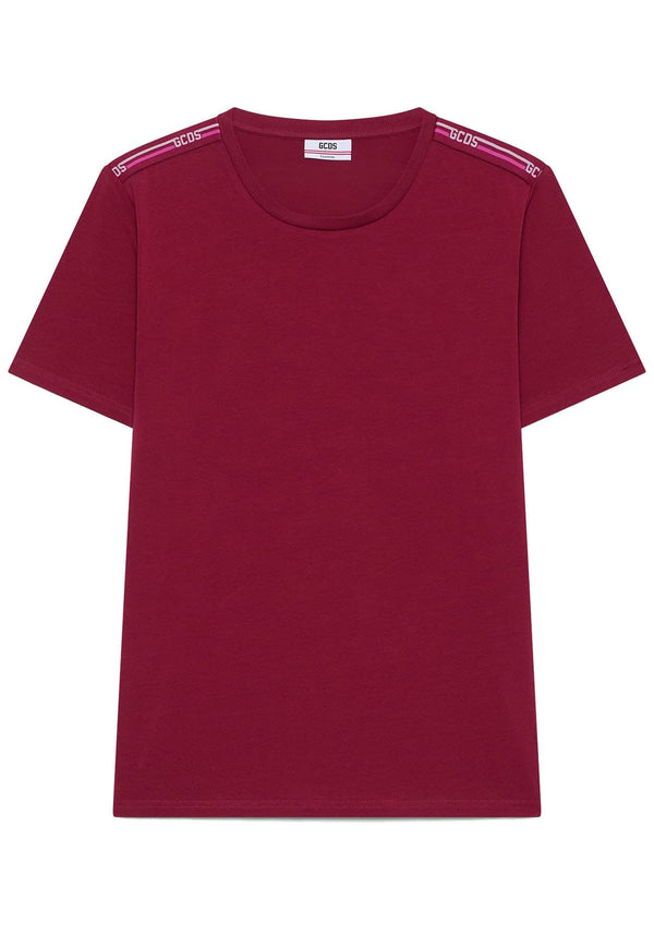 T-shirt GCDS unisex bordeaux in cotone elasticizzato