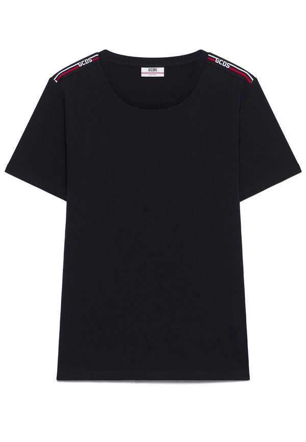 T-shirt GCDS unisex nera in cotone elasticizzato