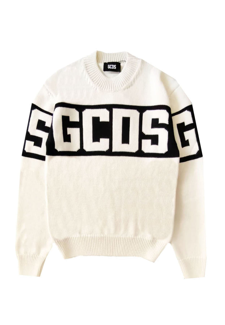 Maglia bambino GCDS kids panna in misto lana