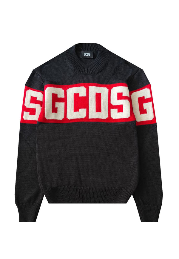 Maglia bambino GCDS kids nera in misto lana