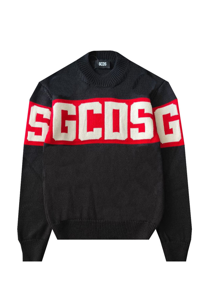 Maglia bambino GCDS kids nera in misto lana