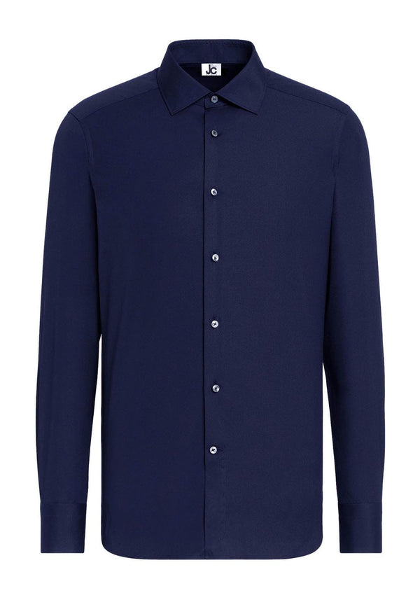 Camicia blu uomo JCMan in tessuto elasticizzato no stiro