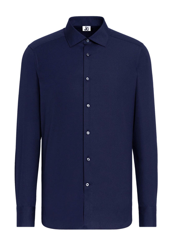 Camicia blu uomo JCMan in tessuto elasticizzato no stiro