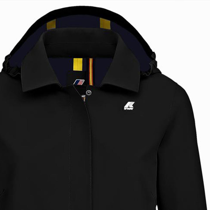 Giacca lunga bambina K-Way Mathilde bonded nera in tessuto tecnico