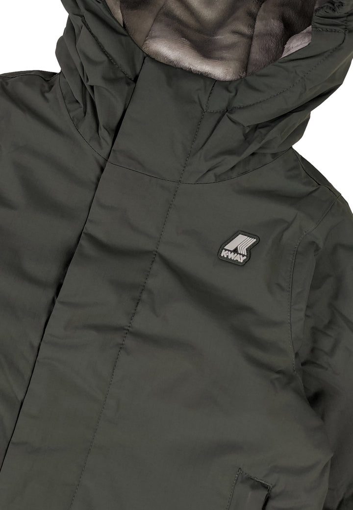 Giacca bambino K-Way verde in nylon ripstop