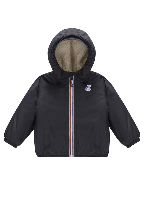 Giubbino neonato K-Way Le Vrai 3.0 Claudine orsetto nero in nylon