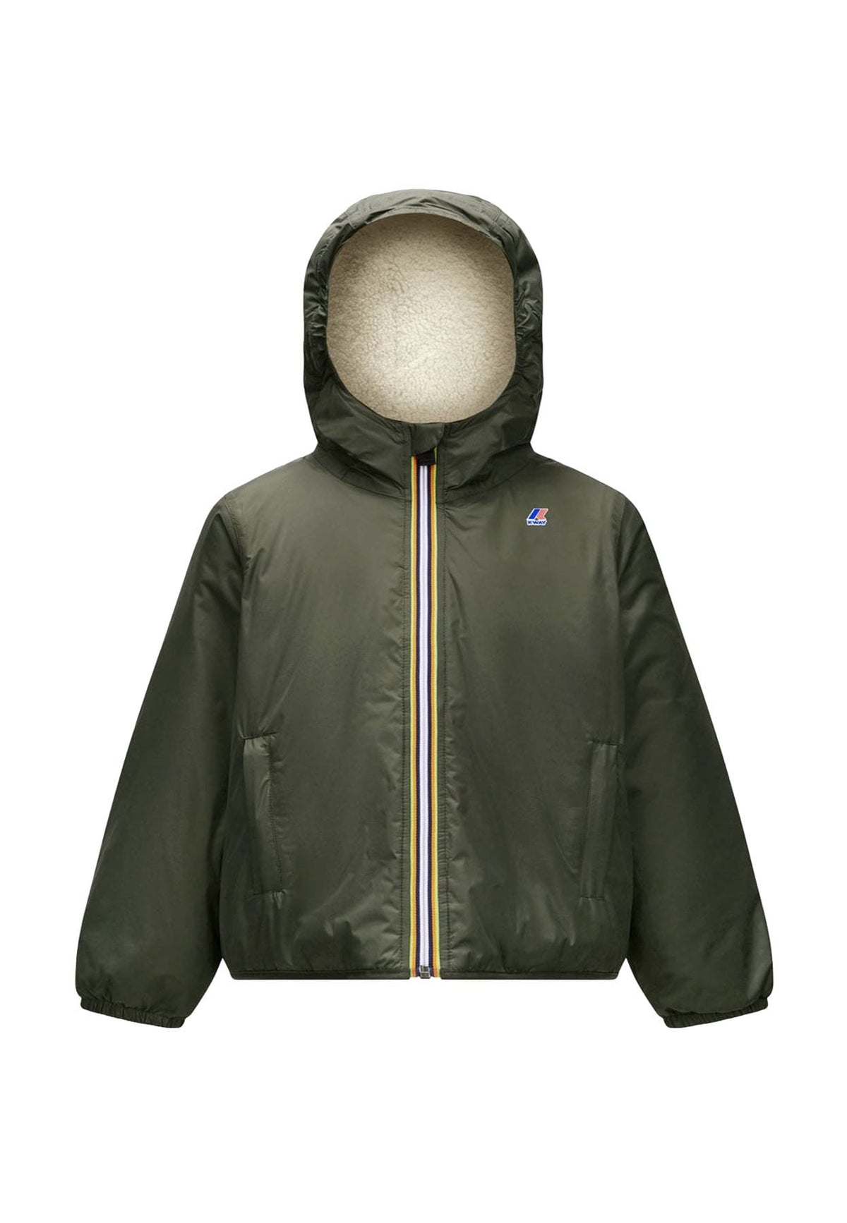 Giubbino neonato K--Way E. Le Vrai 4.0 Claudine orsetto verde in nylon