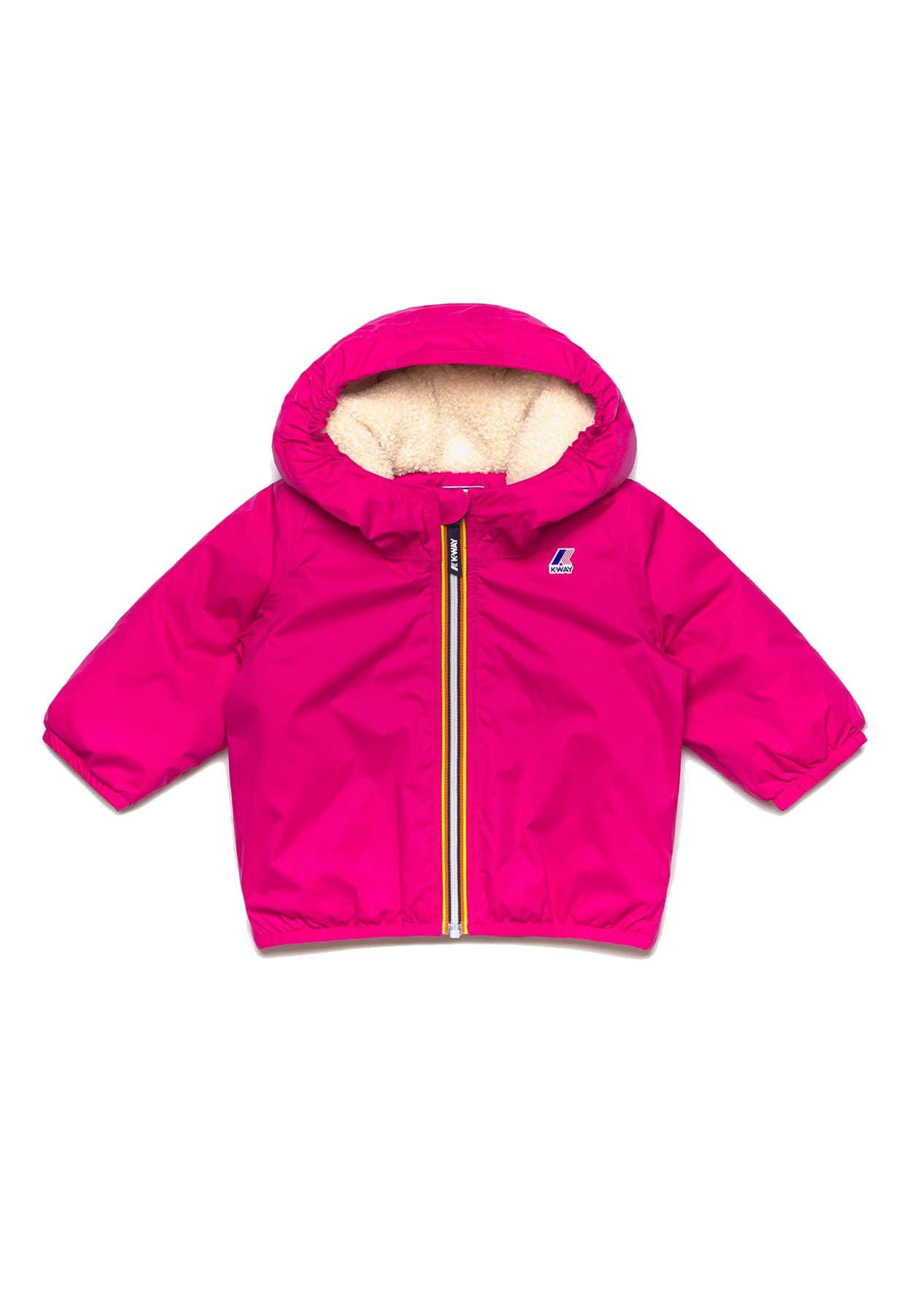 Giubbino neonata K--Way E. Le Vrai 4.0 Claudine orsetto fucsia in nylon