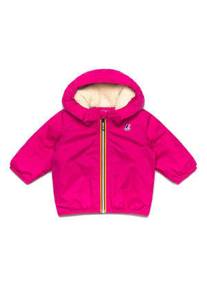 Giubbino neonata K--Way E. Le Vrai 4.0 Claudine orsetto fucsia in nylon