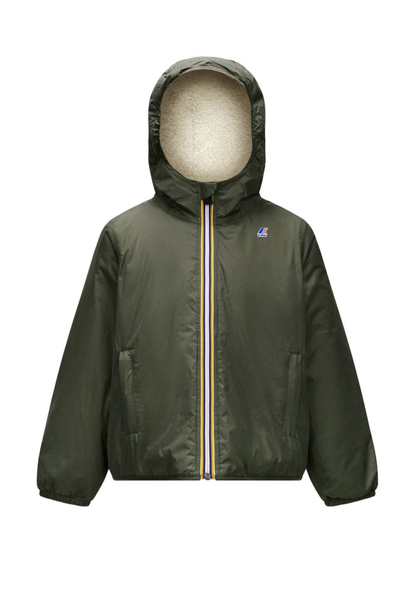 Giubbino bambino K-Way P. Le Vrai 4.0 Claude orsetto verde in nylon