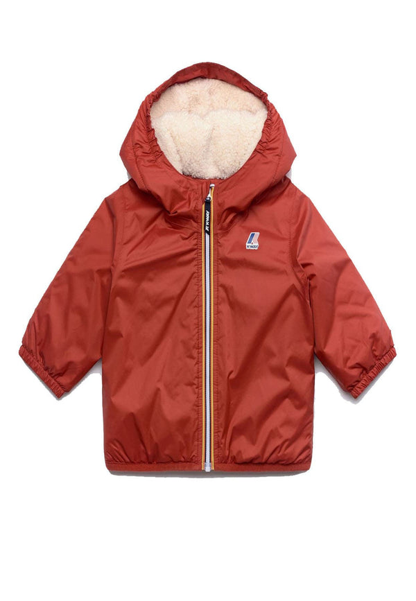 Giubbino bambino K-Way P. Le Vrai 4.0 Claude orsetto rosso scuro in nylon