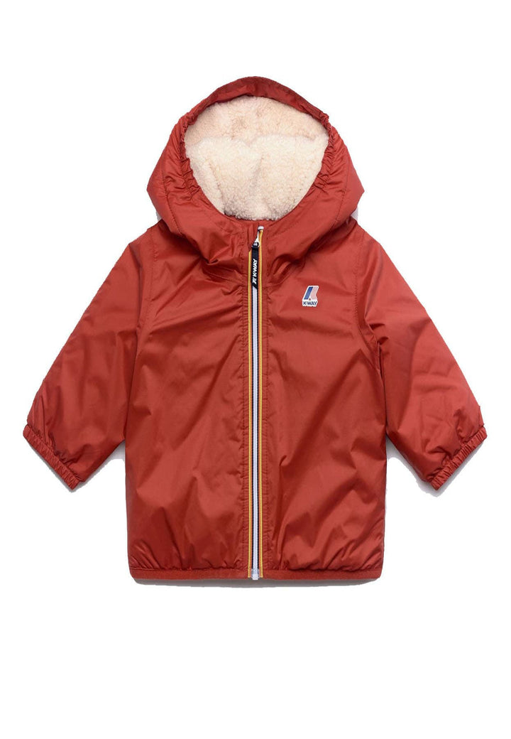 Giubbino bambino K-Way P. Le Vrai 4.0 Claude orsetto rosso scuro in nylon