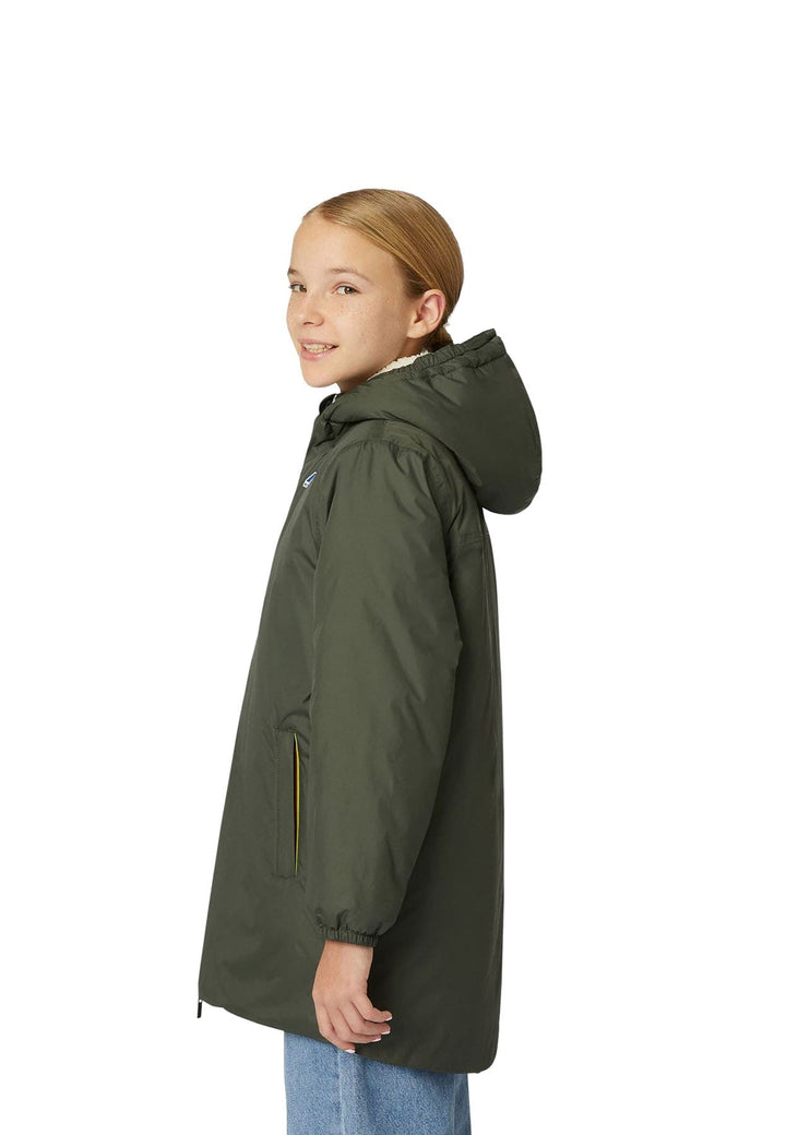 Giubbino bambino K-Way Le Vrai 4.0 Eiffel Orsetto verde in nylon