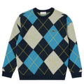 Maglia bambino Lacoste blu a rombi in misto cotone e lana