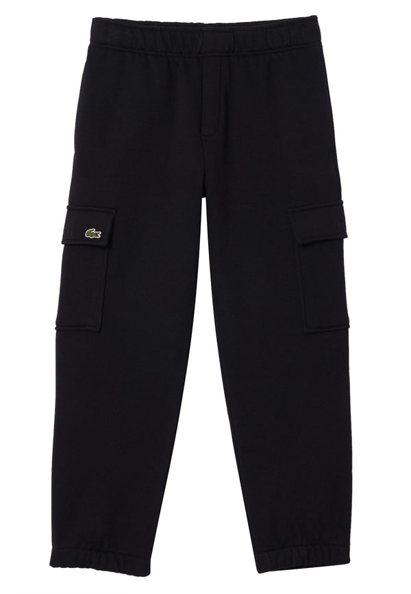 Pantalone sportivo bambino Lacoste nero in felpa di cotone