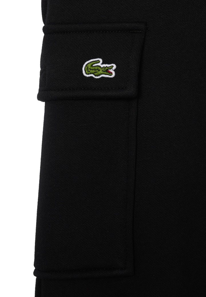Pantalone sportivo bambino Lacoste nero in felpa di cotone