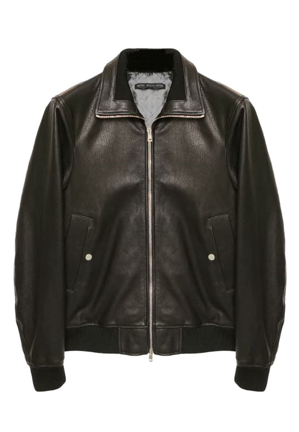 Giubbino bomber uomo Low Nrand nero in vera pelle