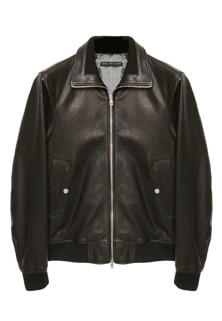 Giubbino bomber uomo Low Nrand nero in vera pelle