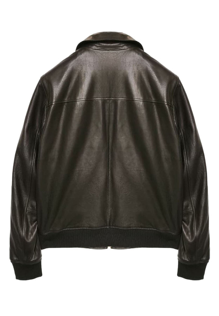 Giubbino bomber uomo Low Nrand nero in vera pelle