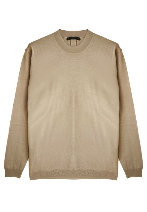 Maglia girocollo beige uomo Low Brand in lana extra fine