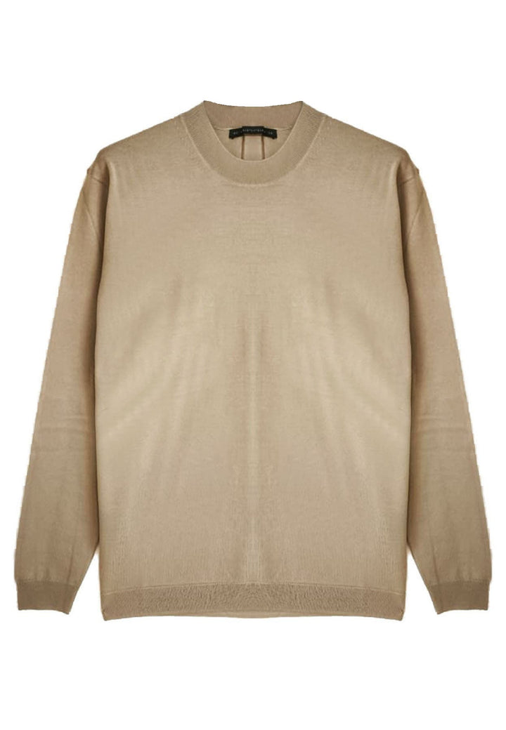 Maglia girocollo beige uomo Low Brand in lana extra fine