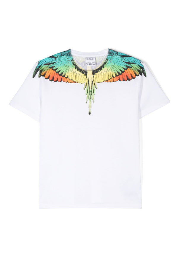 T-shirt bambino Marcelo Burlon County of Milan bianca in cotone