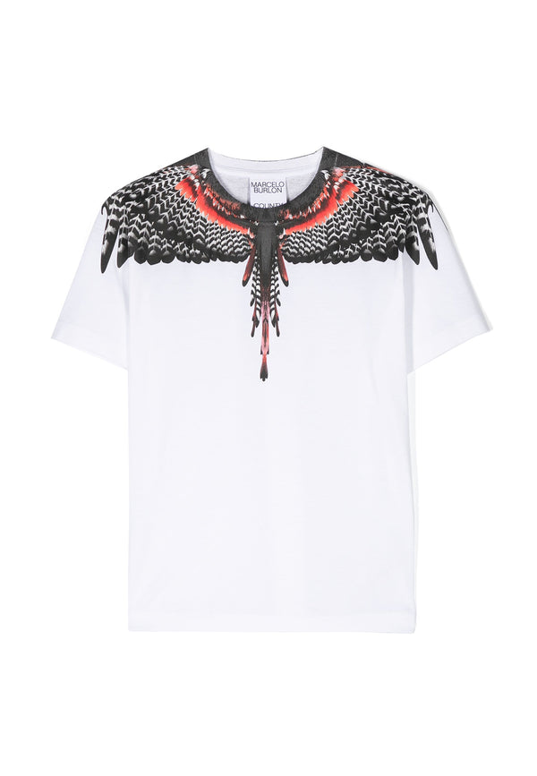 T-shirt bambino Marcelo Burlon County of Milan bianca in cotone