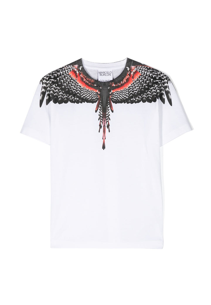 T-shirt bambino Marcelo Burlon County of Milan bianca in cotone