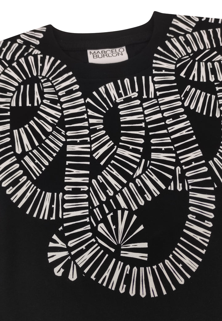 T-shirt bambino Marcelo Burlon County of Milan nera in jersey di cotone