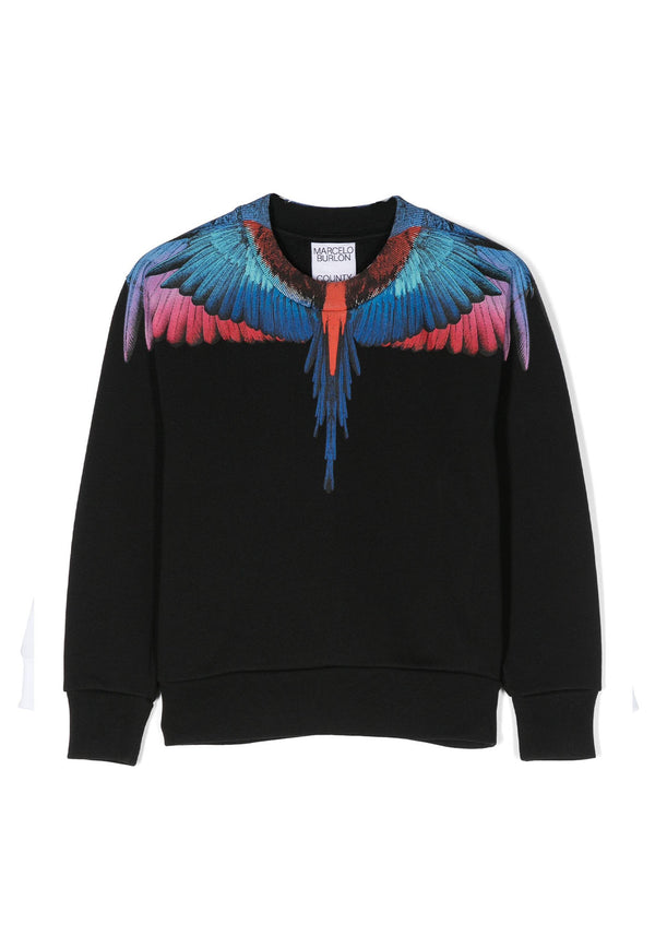 Felpa bambino Marcelo Burlon County of Milan nera in cotone organico