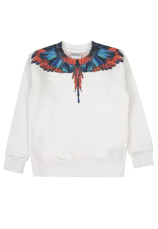 Felpa bambina Marcelo Burlon County of Milan bianca in cotone