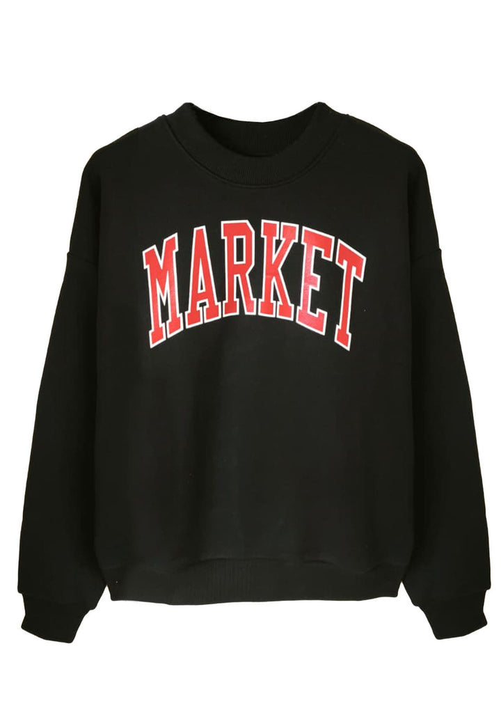 Felpa nera unisex Market in cotone