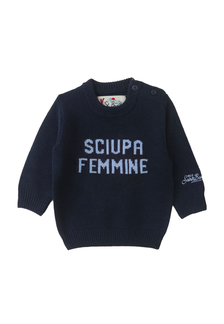 Maglia Douglas bambino MC2 Saint Barth kids blu in misto cashmere