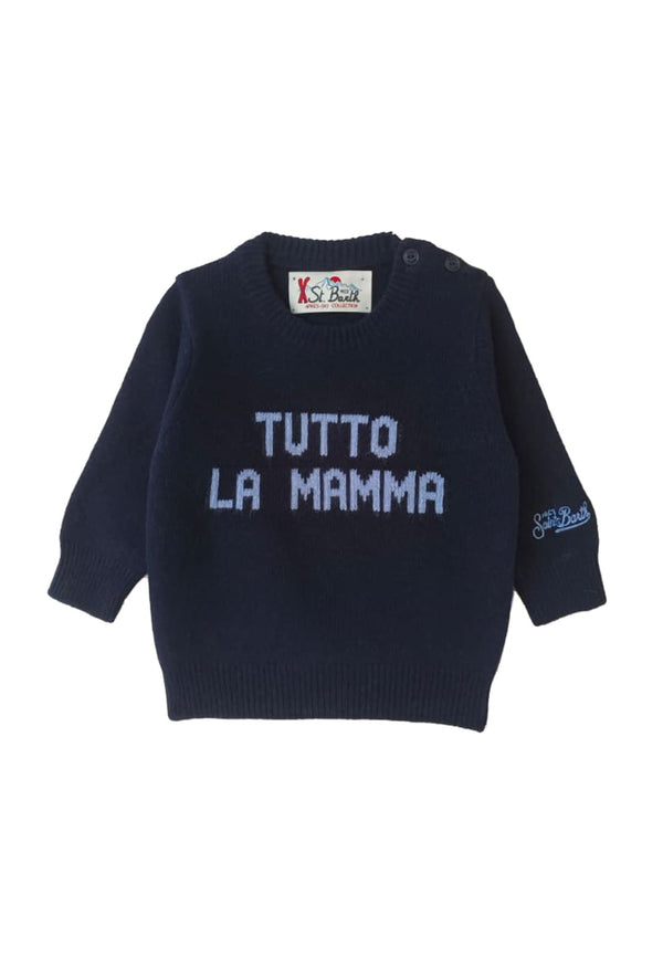 Maglia Douglas bambino MC2 Saint Barth kids blu in misto cashmere